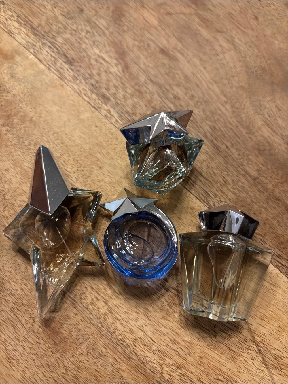 Star-Shaped Glass Accent Bottles - Blue and Clear